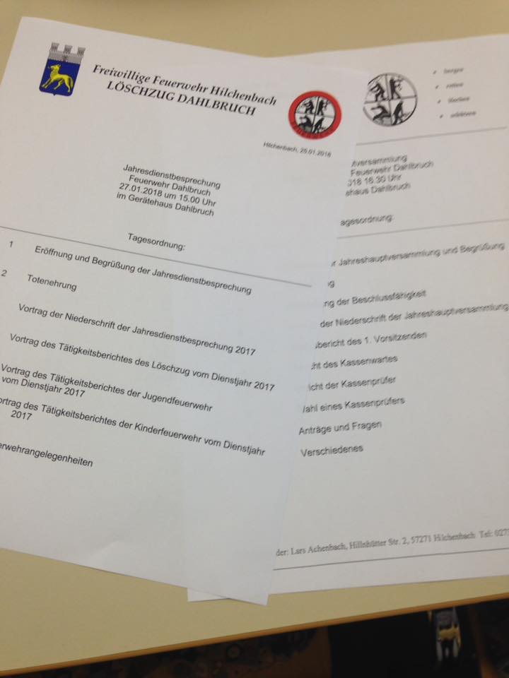 Jahresdiensbesprechung LZ Dahlbruch